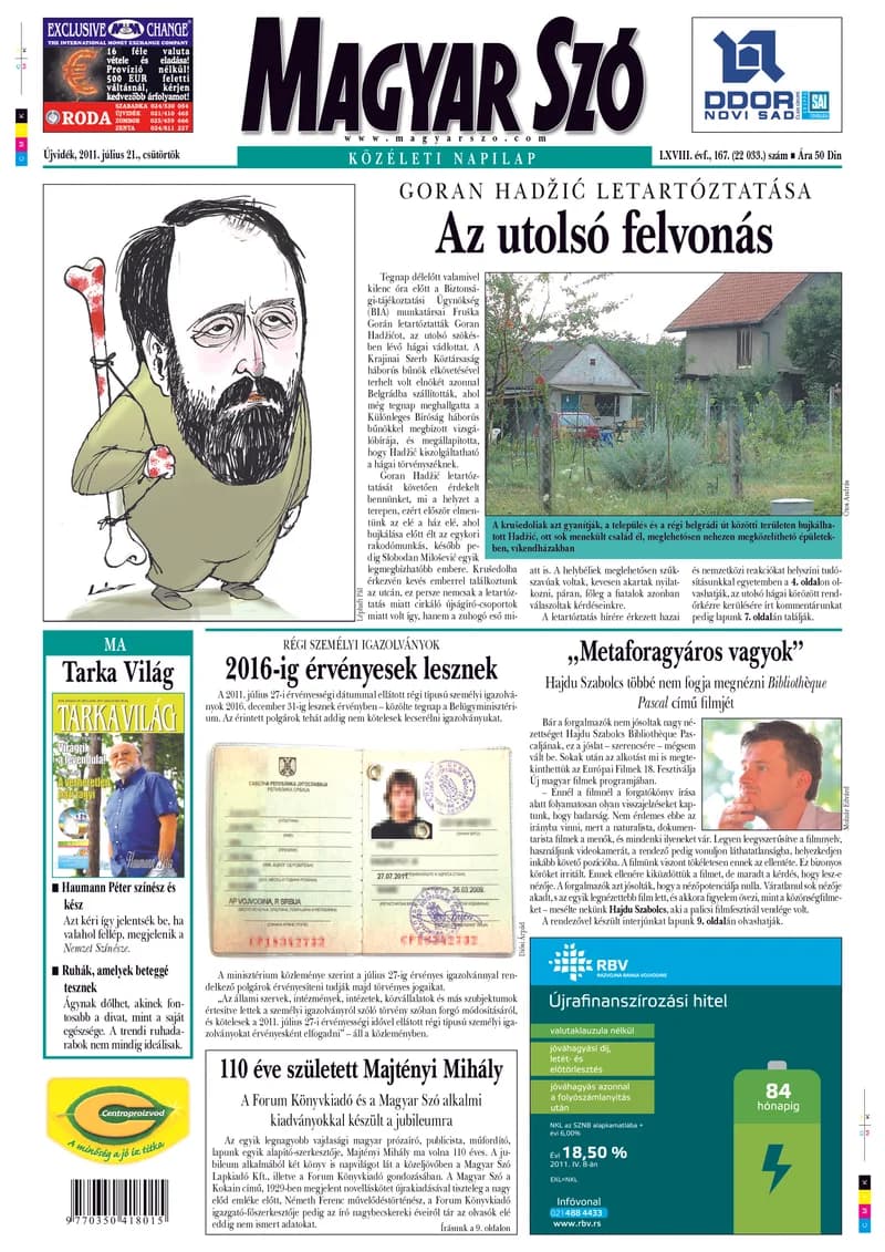 Magyar Szó, 68. évf. 2011. július 21. 167. sz. 1–20. oldal