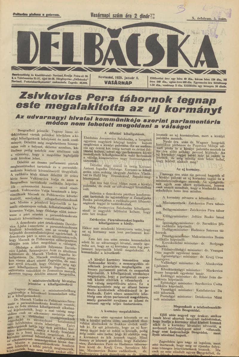 Délbácska, 10. évf. 1929. január 6. 5. sz.