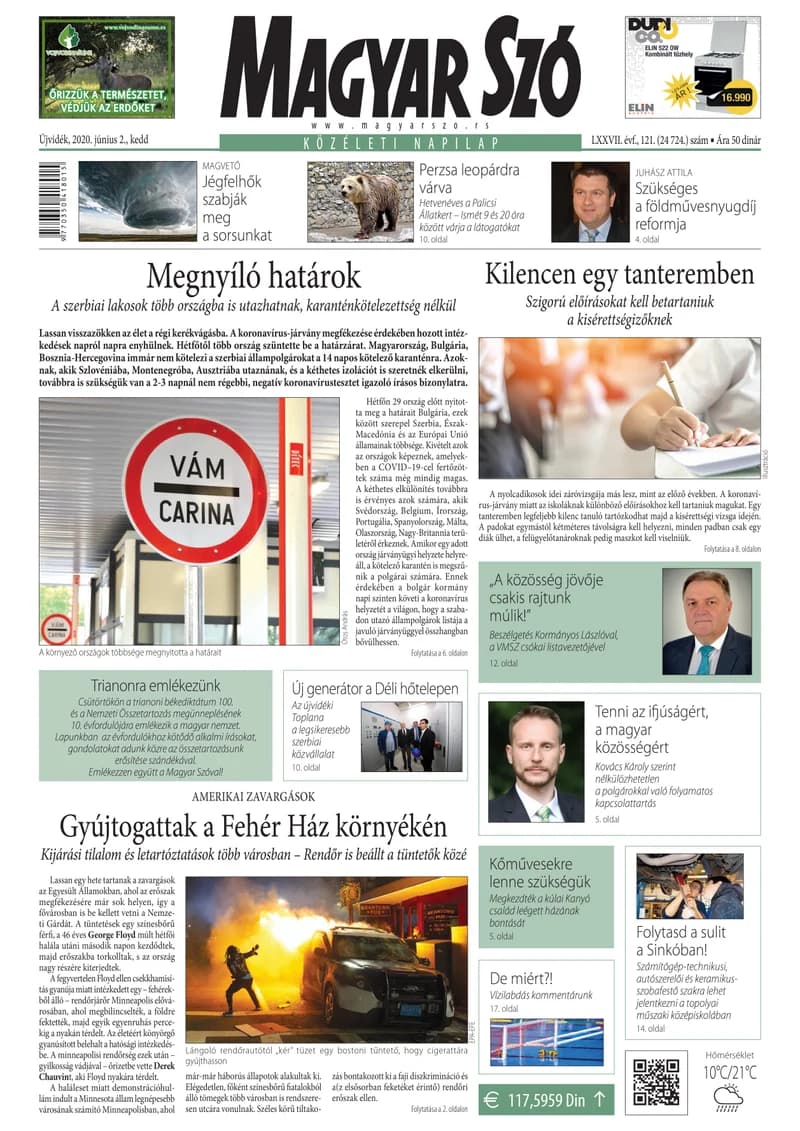 Magyar Szó, 77. évf. 2020. június 2. 121. sz. 1–20. oldal