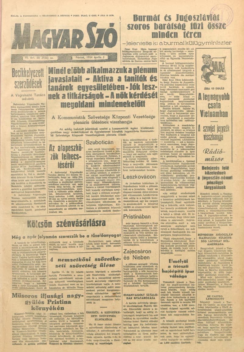 Magyar Szó, 11. évf. 1954. április 2. 88. sz. 1–8. oldal