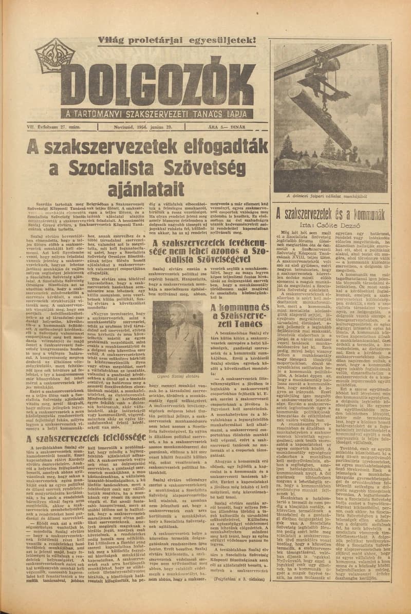Dolgozók, 8. évf. 1954. június 29. 27. sz.