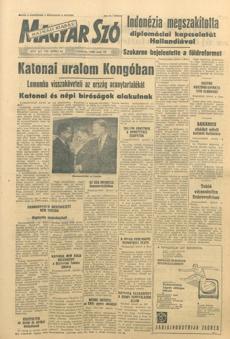 Magyar Szó, 17. évf. 1960. augusztus 18. 193. sz. 1–22. oldal