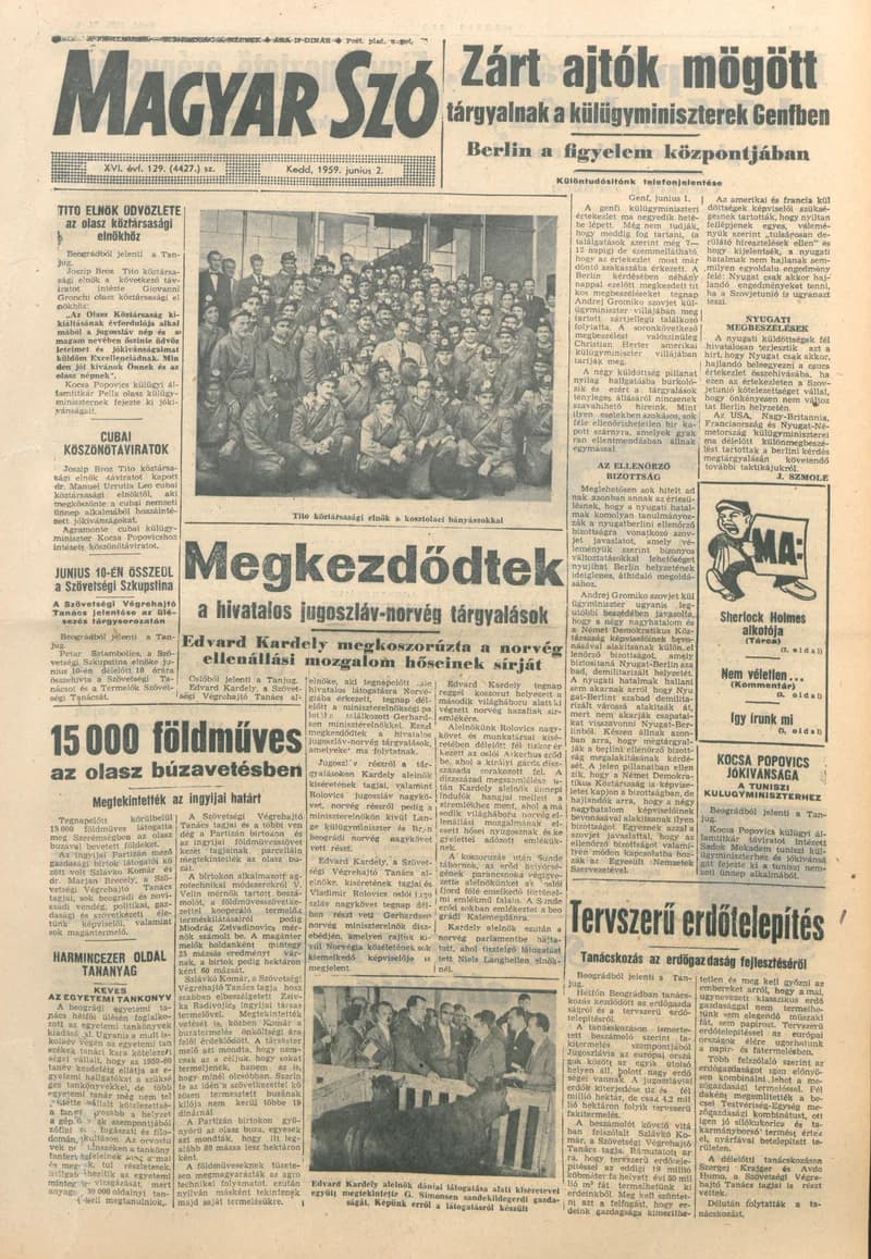 Magyar Szó, 16. évf. 1959. június 2. 129. sz. 1–20. oldal