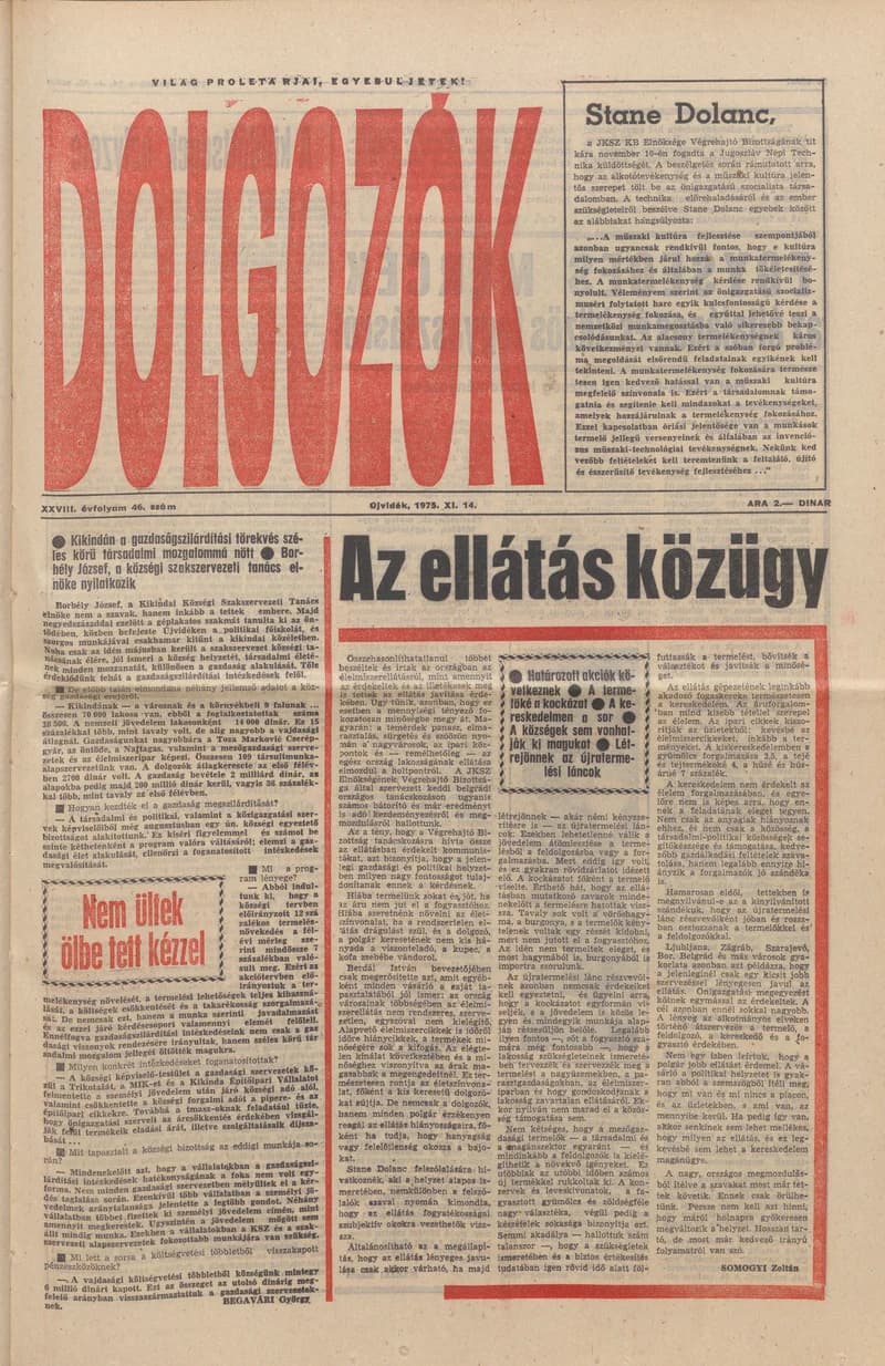 Dolgozók, 29. évf. 1975. november 14. 46. sz.
