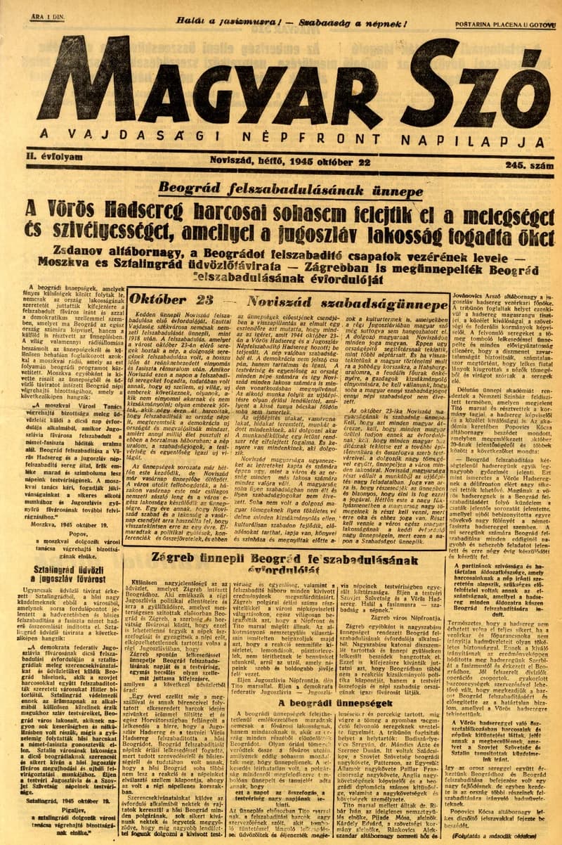 Magyar Szó, 2. évf. 1945. október 22. 245. sz. 1–4. oldal