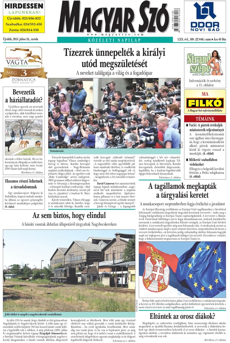 Magyar Szó, 70. évf. 2013. július 24. 169. sz. 1–20. oldal