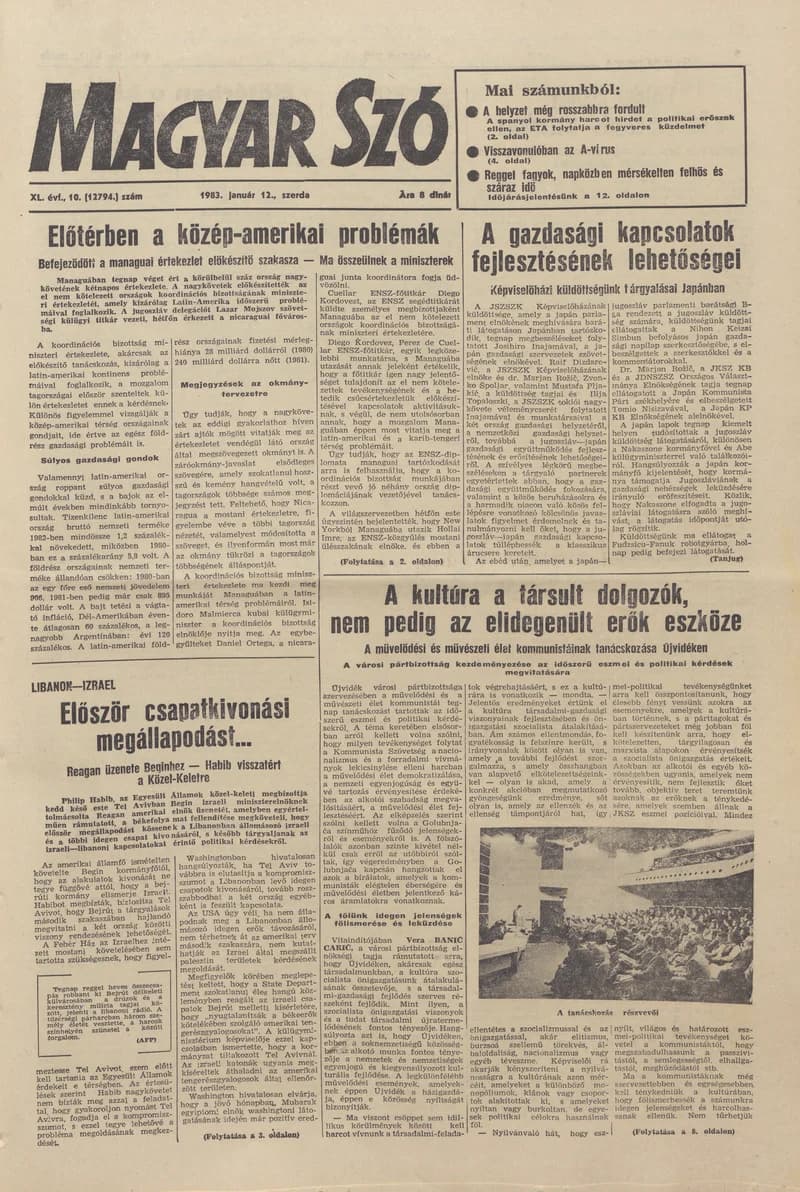Magyar Szó, 40. évf. 1983. január 12. 10. sz. 1–24. oldal