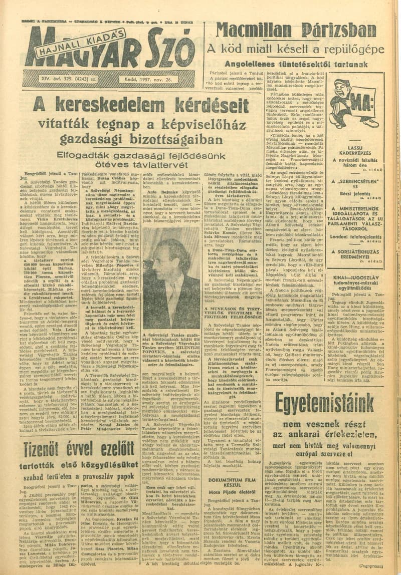 Magyar Szó, 14. évf. 1957. november 26. 325. sz. 1–12. oldal
