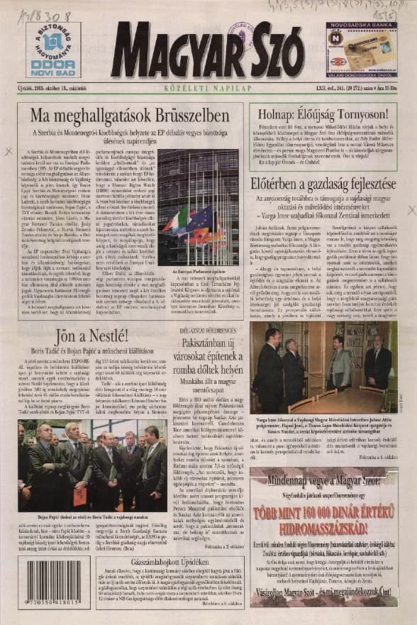 Magyar Szó, 62. évf. 2005. október 13. 241. sz. 1–20. oldal