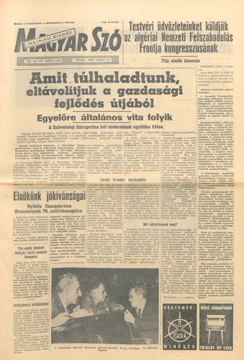 Magyar Szó, 21. évf. 1964. április 17. 107. sz. 1–16. oldal