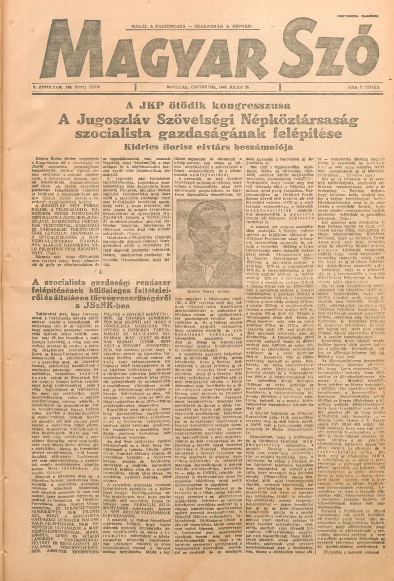 Magyar Szó, 5. évf. 1948. július 29. 180. sz. 1–8. oldal