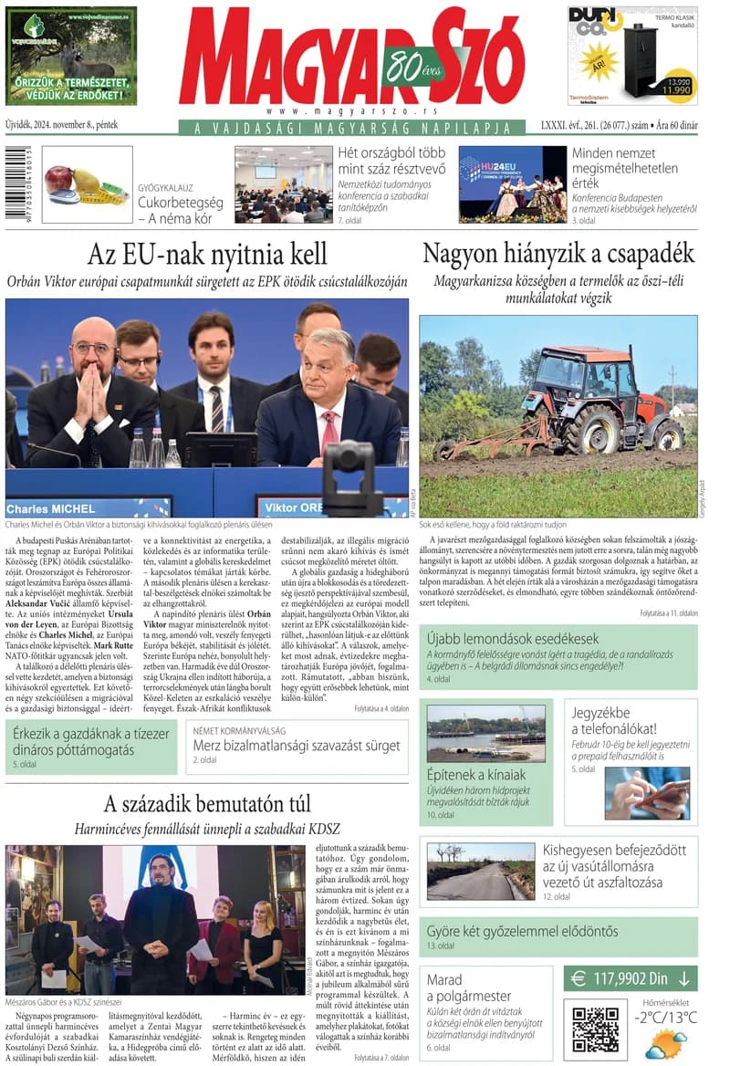 Magyar Szó, 81. évf. 2024. november 8. 261. sz. 1–16. oldal