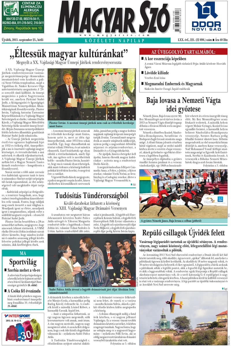Magyar Szó, 70. évf. 2013. szeptember 23. 221. sz. 1–16. oldal