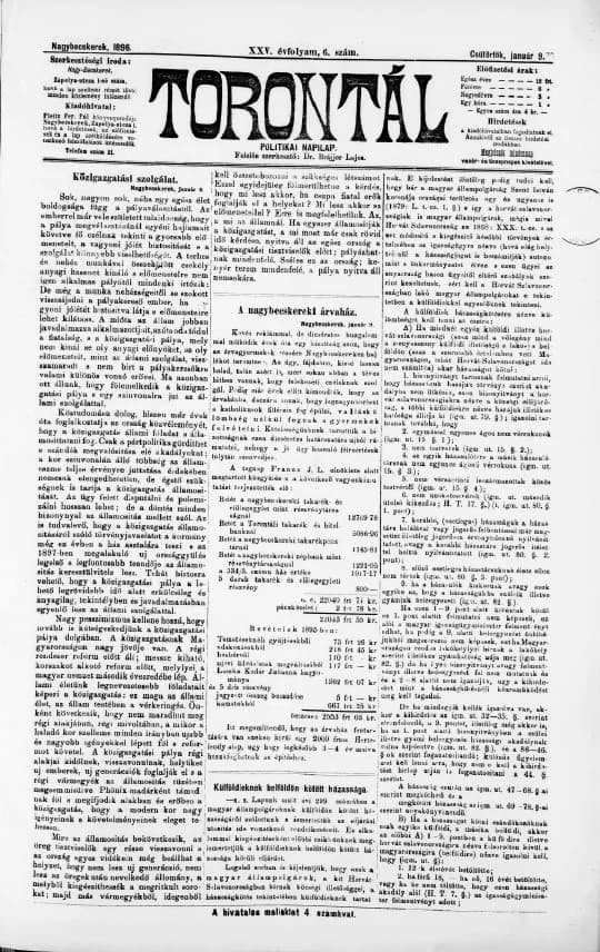 Torontál, 25. évf. 1896. január 9. 6. sz.