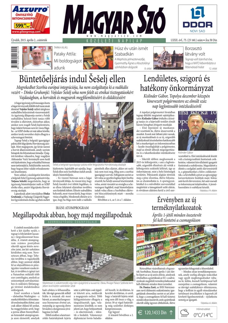 Magyar Szó, 72. évf. 2015. április 2. 75. sz. 1–20. oldal