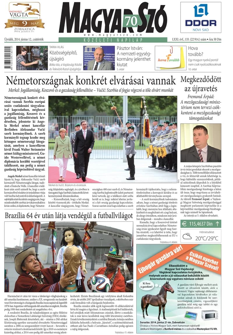 Magyar Szó, 71. évf. 2014. június 12. 133. sz. 1–20. oldal