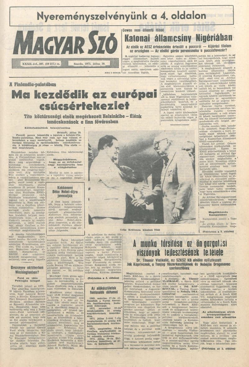 Magyar Szó, 32. évf. 1975. július 30. 207. sz.