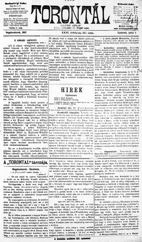 Torontál, 26. évf. 1897. július 1. 147. sz.