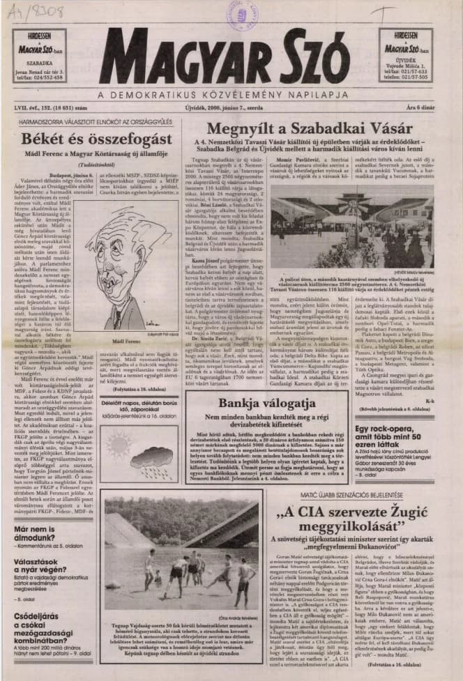 Magyar Szó, 57. évf. 2000. június 7. 132. sz. 1–16. oldal