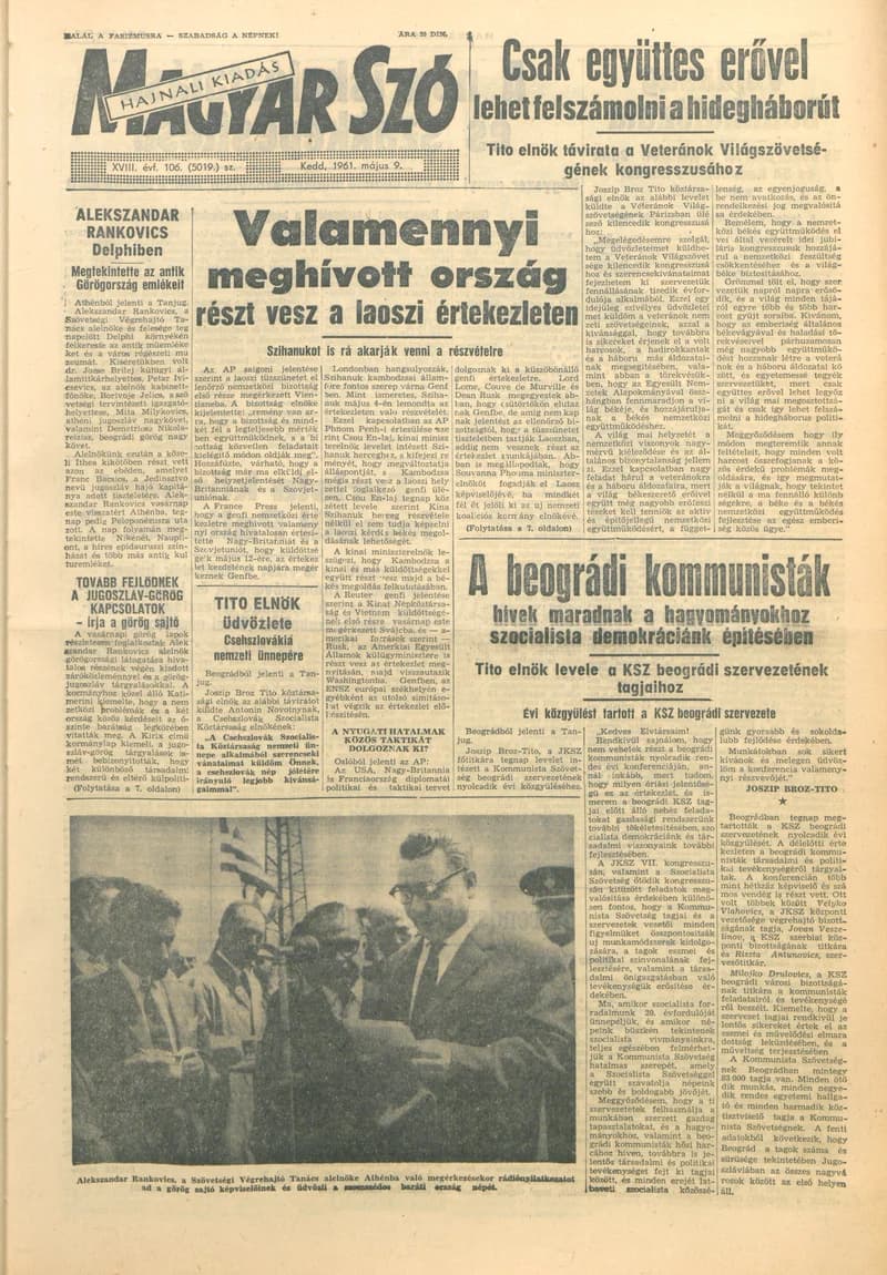 Magyar Szó, 18. évf. 1961. május 9. 106. sz. 1–16. oldal
