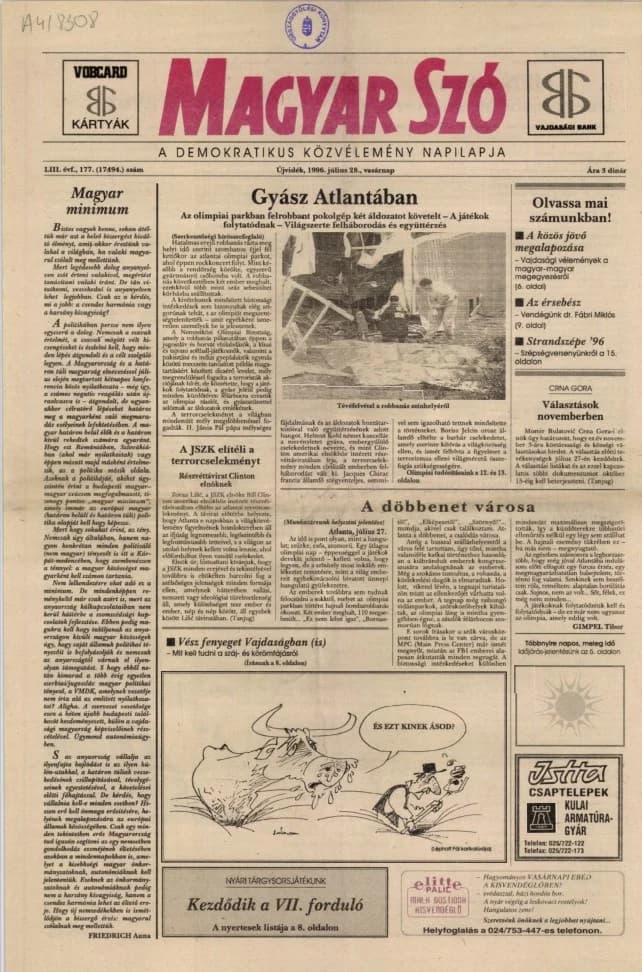 Magyar Szó, 53. évf. 1996. július 28. 177. sz. 1–24. oldal