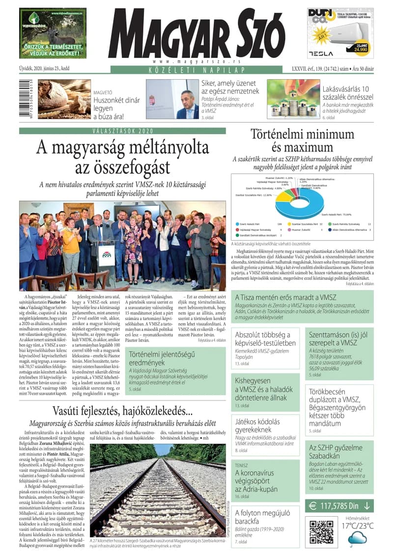 Magyar Szó, 77. évf. 2020. június 23. 139. sz. 1–20. oldal