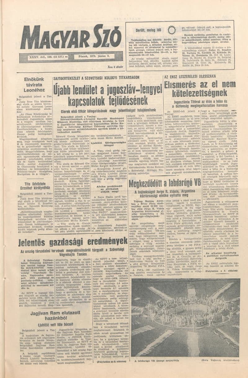 Magyar Szó, 35. évf. 1978. június 2. 149. sz. 1–16. oldal