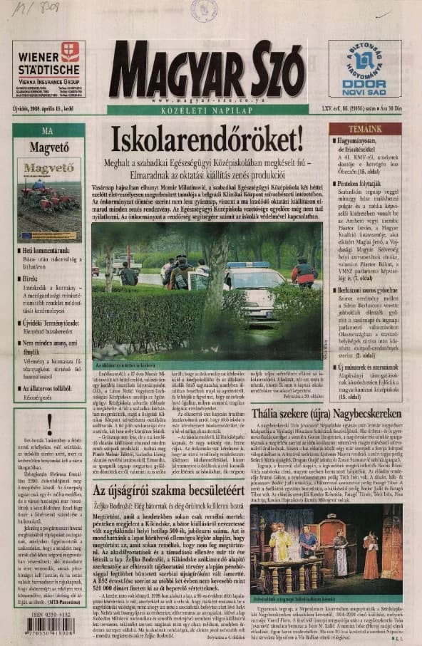 Magyar Szó, 65. évf. 2008. április 15. 86. sz. 1–20. oldal