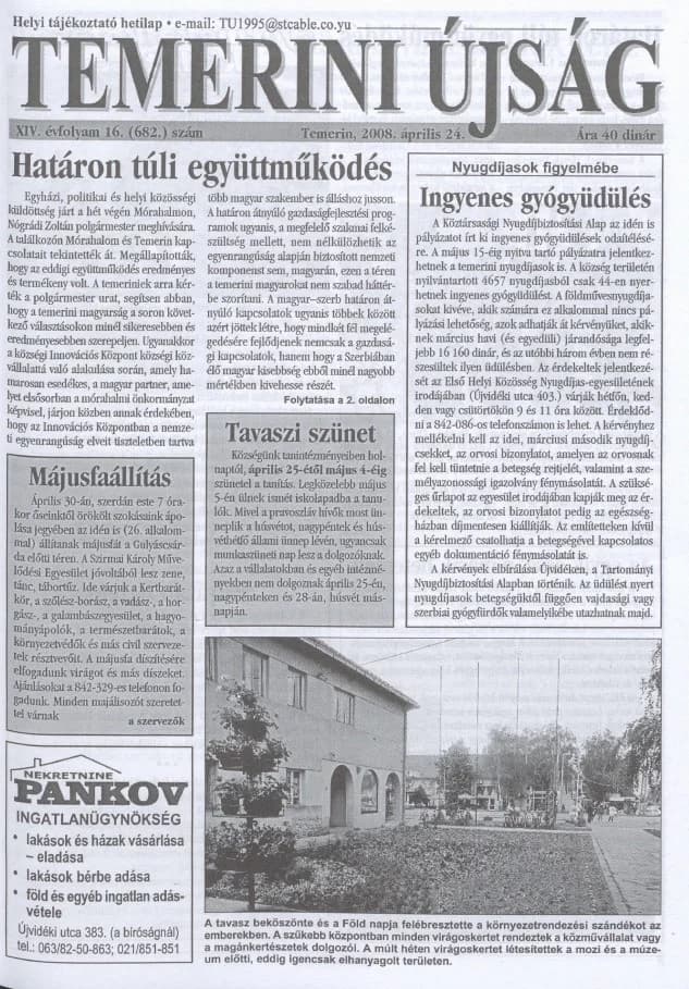 Temerini Újság, 14. évf. 2008. április 24. 16. sz.