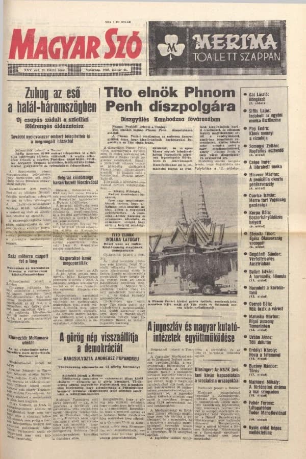 Magyar Szó, 25. évf. 1968. január 21. 19. sz. 1–32. oldal