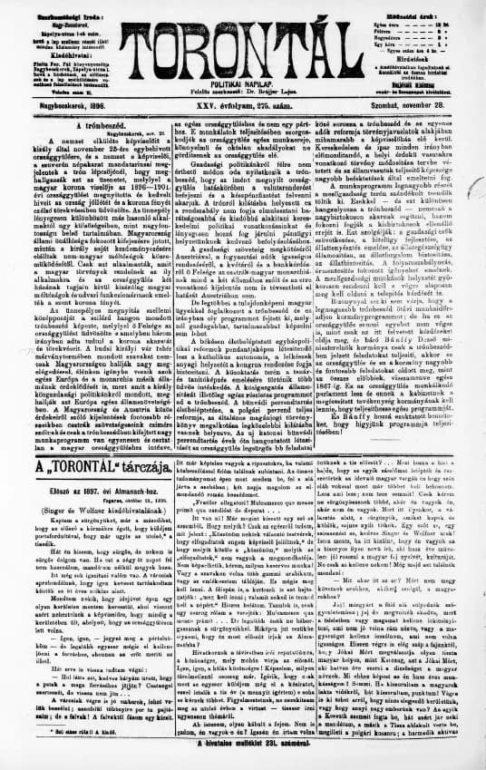 Torontál, 25. évf. 1896. november 28. 275. sz.