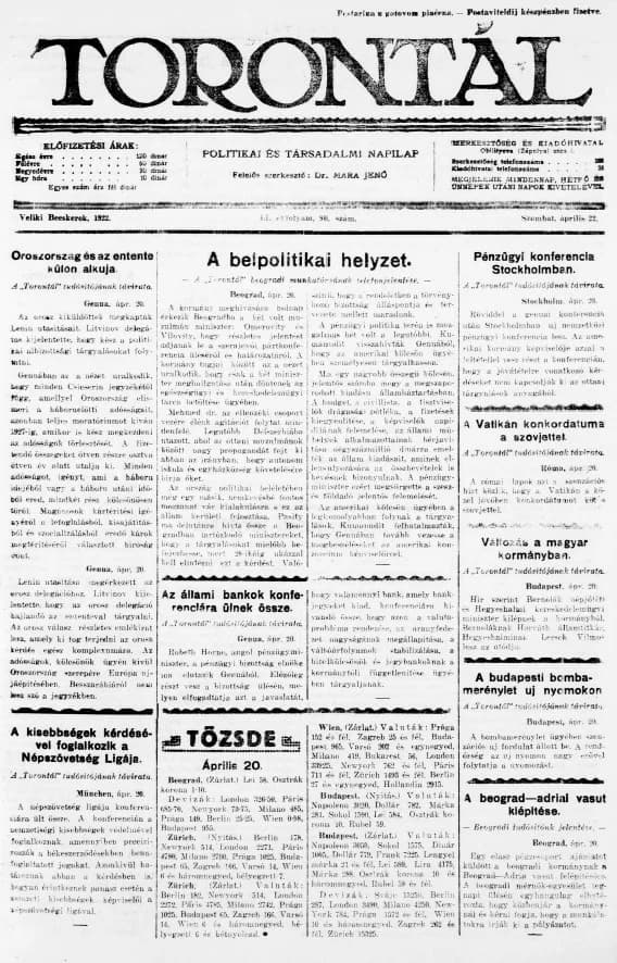 Torontál, 51. évf. 1922. április 22. 90. sz.