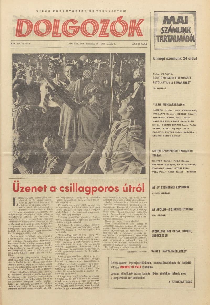 Dolgozók, 22. évf. 1968. december 31. – 1969. január 1. 52. sz.