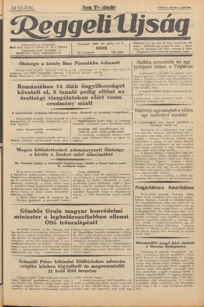 Reggeli Újság, 11. évf. 1930. július 8. 156. sz.