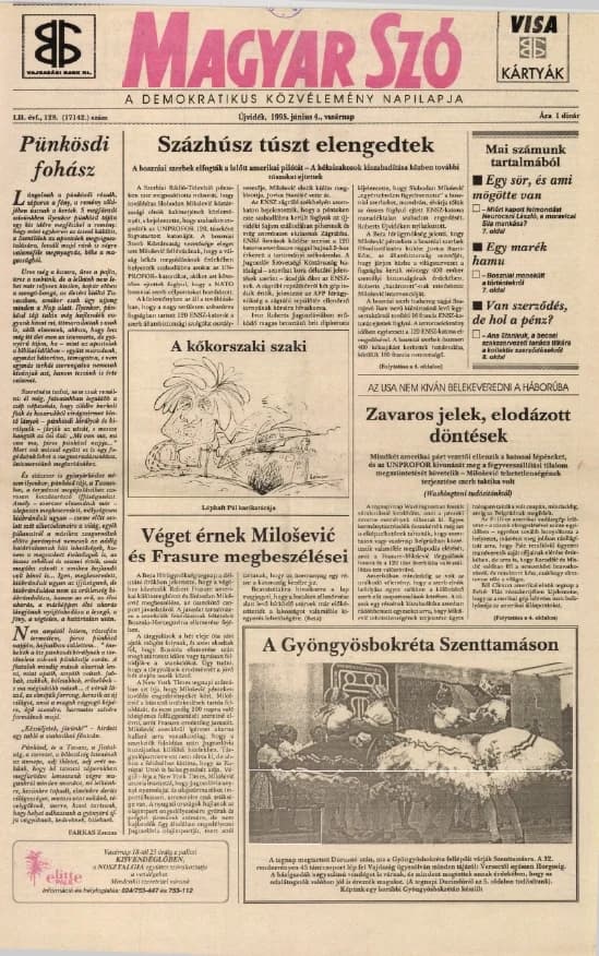 Magyar Szó, 52. évf. 1995. június 4. 128. sz. 1–24. oldal