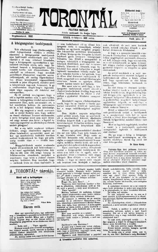 Torontál, 29. évf. 1900. július 17. 162. sz.