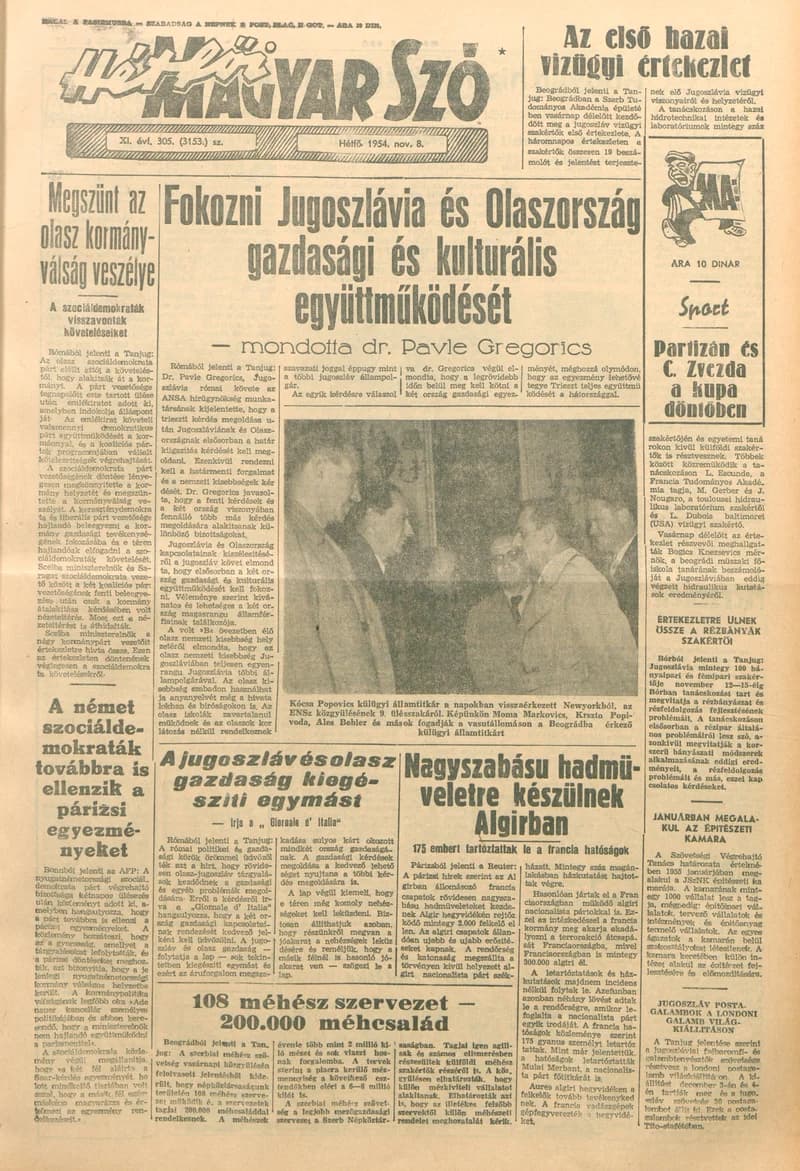 Magyar Szó, 11. évf. 1954. november 8. 305. sz. 1–6. oldal