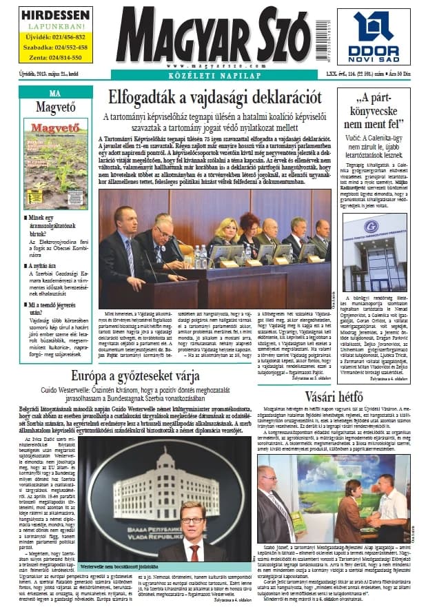 Magyar Szó, 70. évf. 2013. május 21. 114. sz. 1–20. oldal