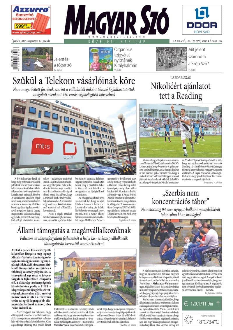 Magyar Szó, 72. évf. 2015. augusztus 12. 184. sz. 1–16. oldal