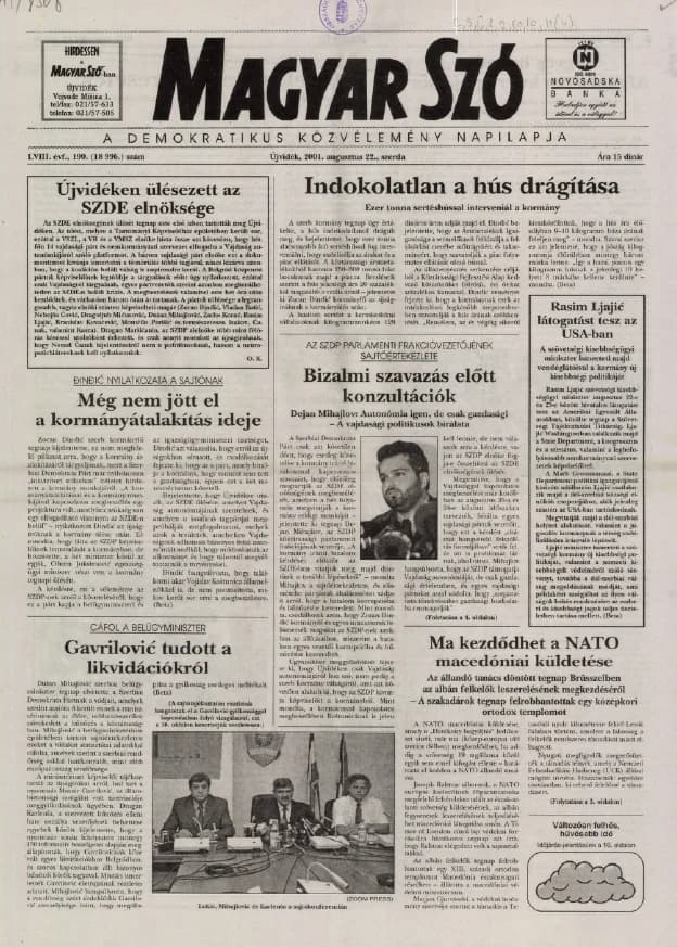 Magyar Szó, 58. évf. 2001. augusztus 22. 190. sz. 1–16. oldal