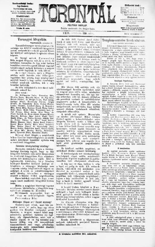 Torontál, 29. évf. 1900. november 12. 259. sz.