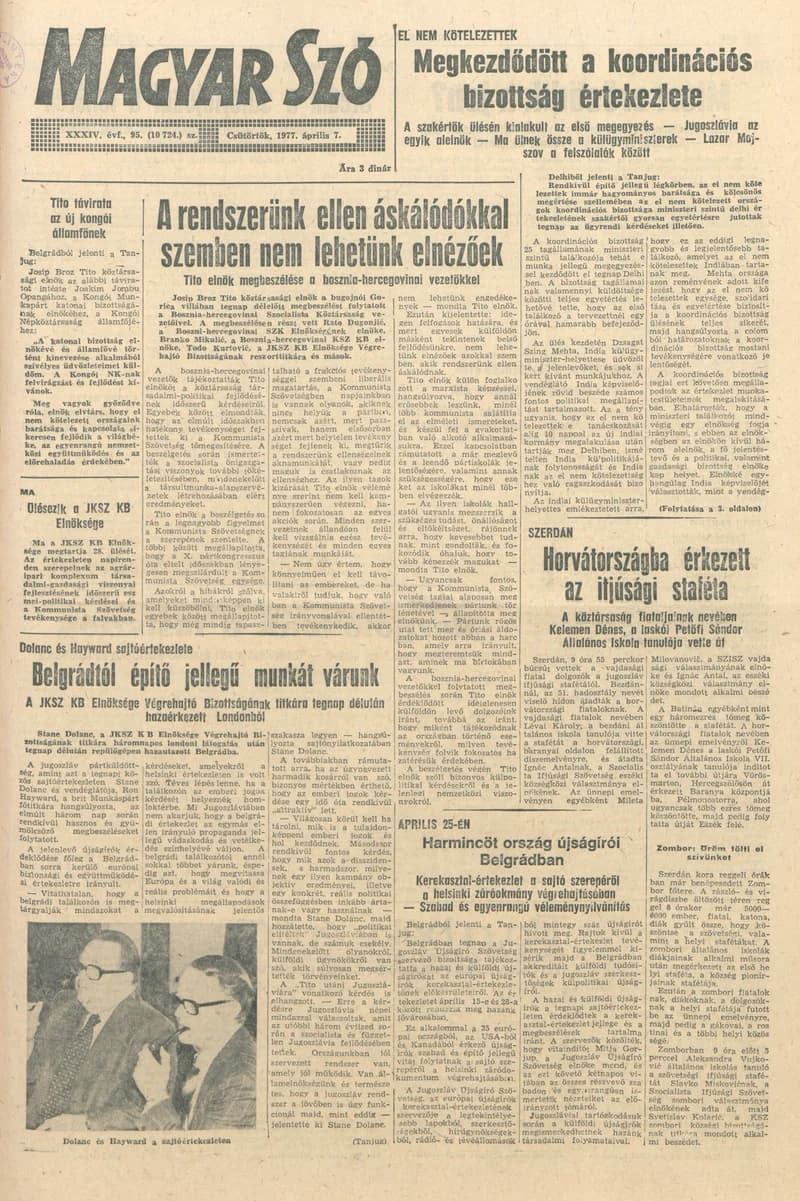 Magyar Szó, 34. évf. 1977. április 7. 95. sz.