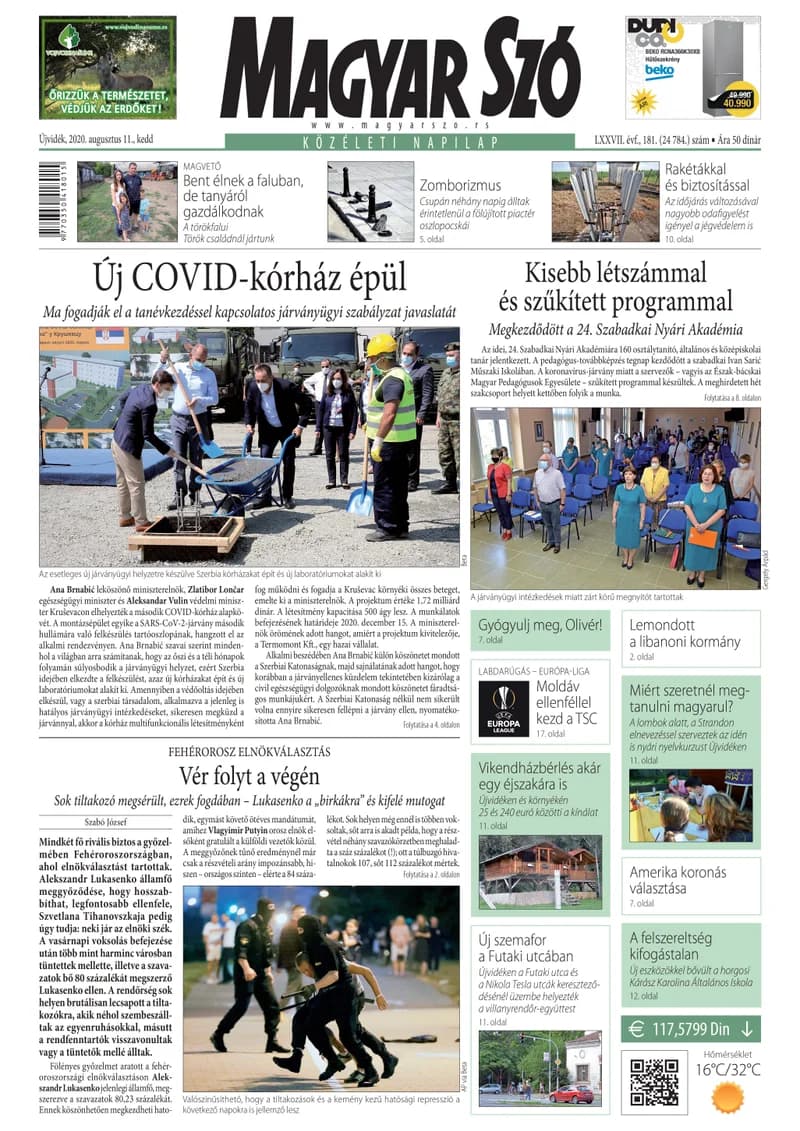 Magyar Szó, 77. évf. 2020. augusztus 11. 181. sz. 1–20. oldal