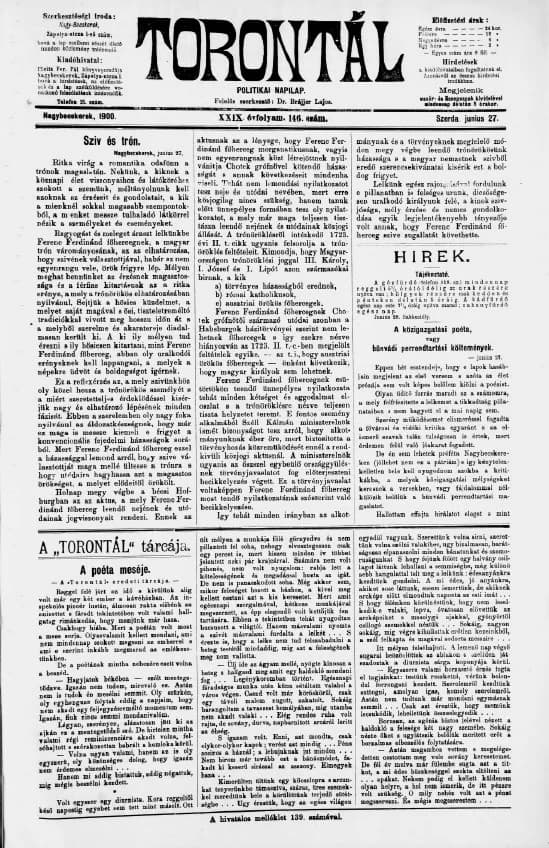 Torontál, 29. évf. 1900. június 27. 146. sz.