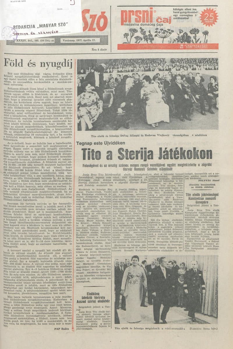 Magyar Szó, 34. évf. 1977. április 17. 105. sz.