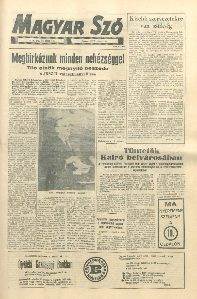 Magyar Szó, 29. évf. 1972. január 26. 24. sz. 1–20. oldal