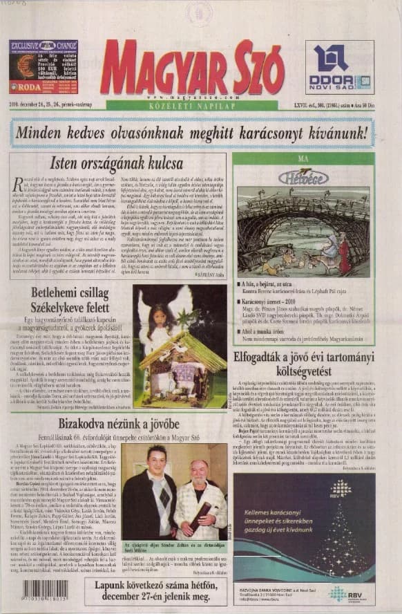 Magyar Szó, 67. évf. 2010. december 24. – 26. 301. sz. 1–60. oldal