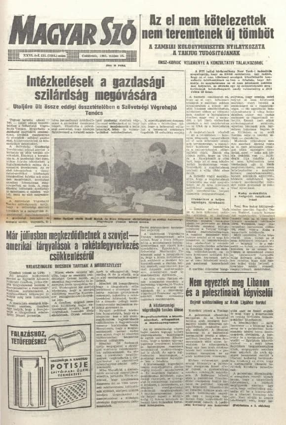 Magyar Szó, 26. évf. 1969. május 15. 131. sz. 1–20. oldal