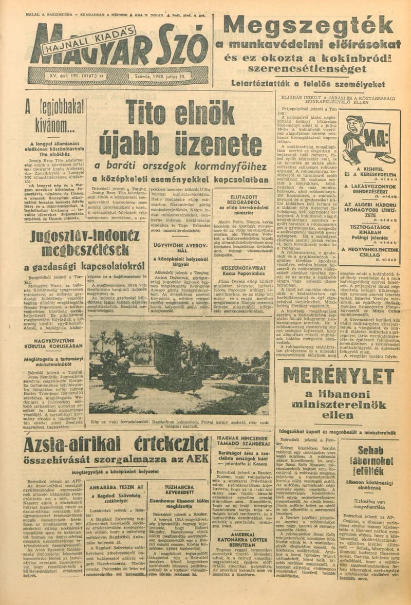 Magyar Szó, 15. évf. 1958. július 30. 191. sz. 1–14. oldal