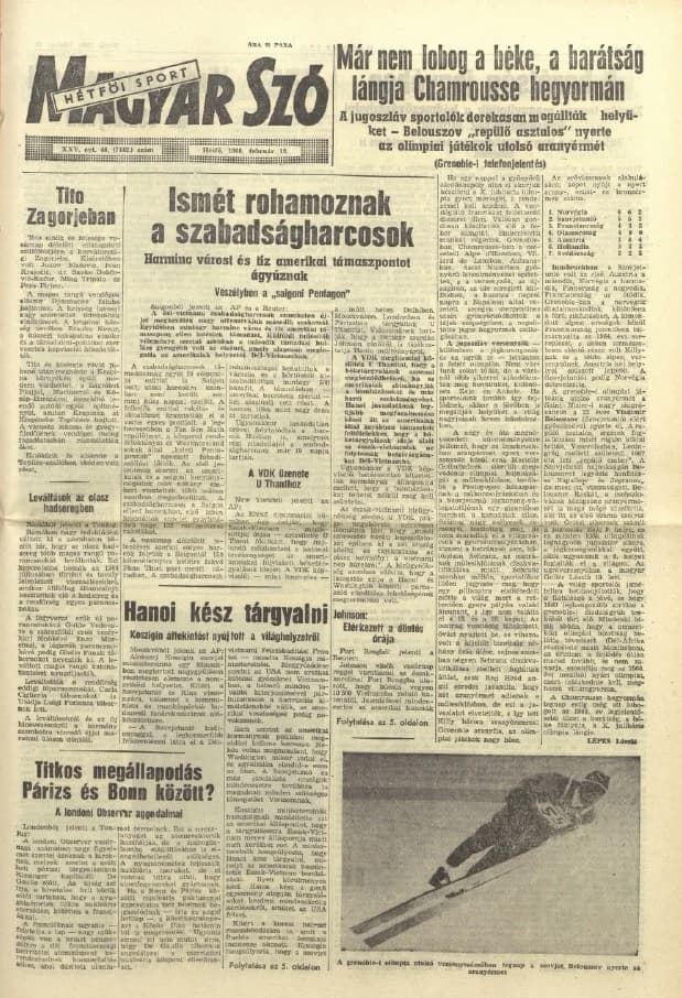 Magyar Szó, 25. évf. 1968. február 19. 48. sz. 1–14. oldal